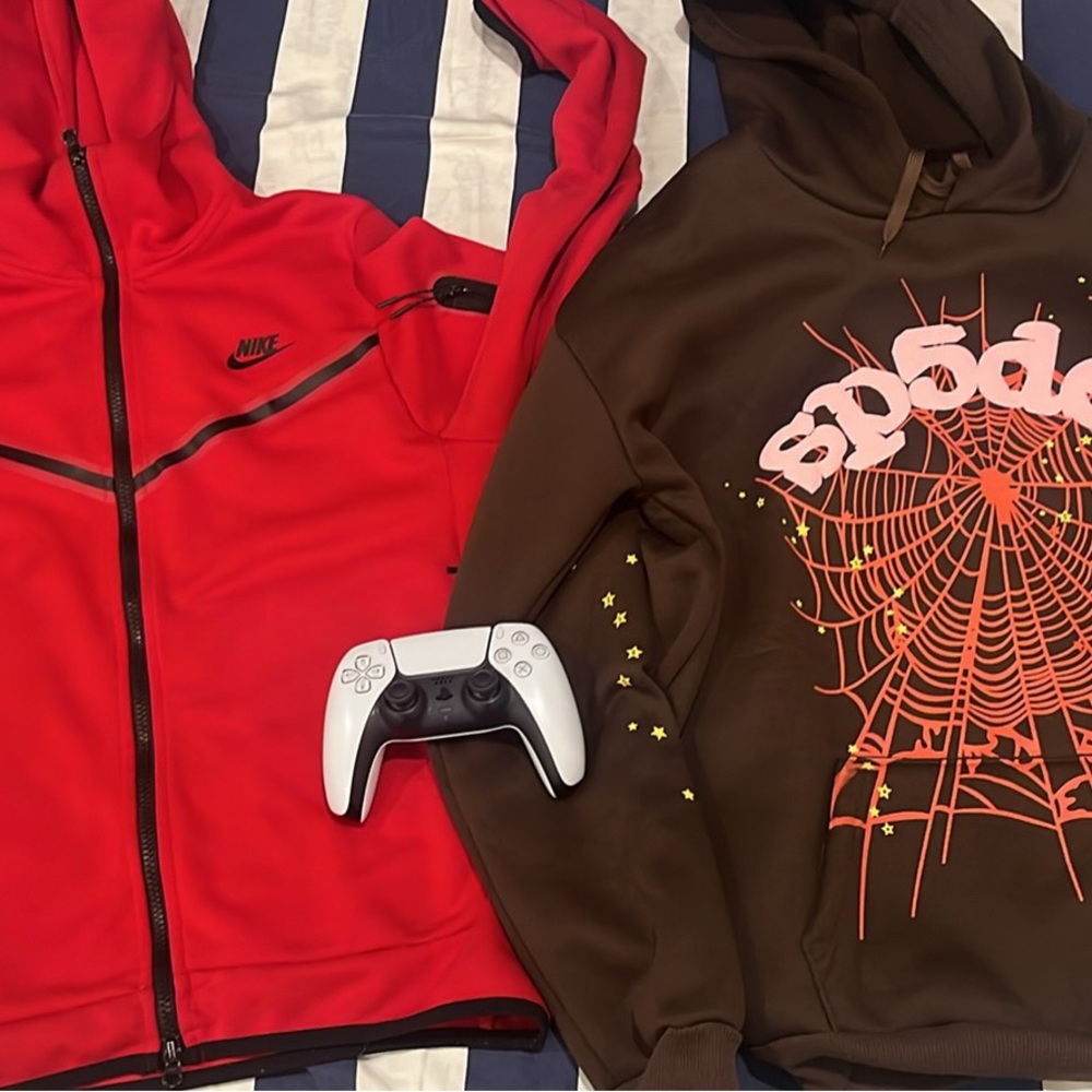Nike Kids Red and Black Zip-Up Hoodie